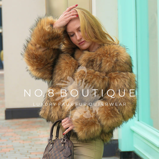 Raccoon faux fur jacket