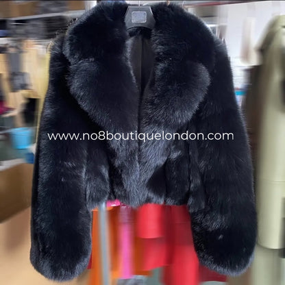 Runway-ready New York faux fur jacket with chic silhouette