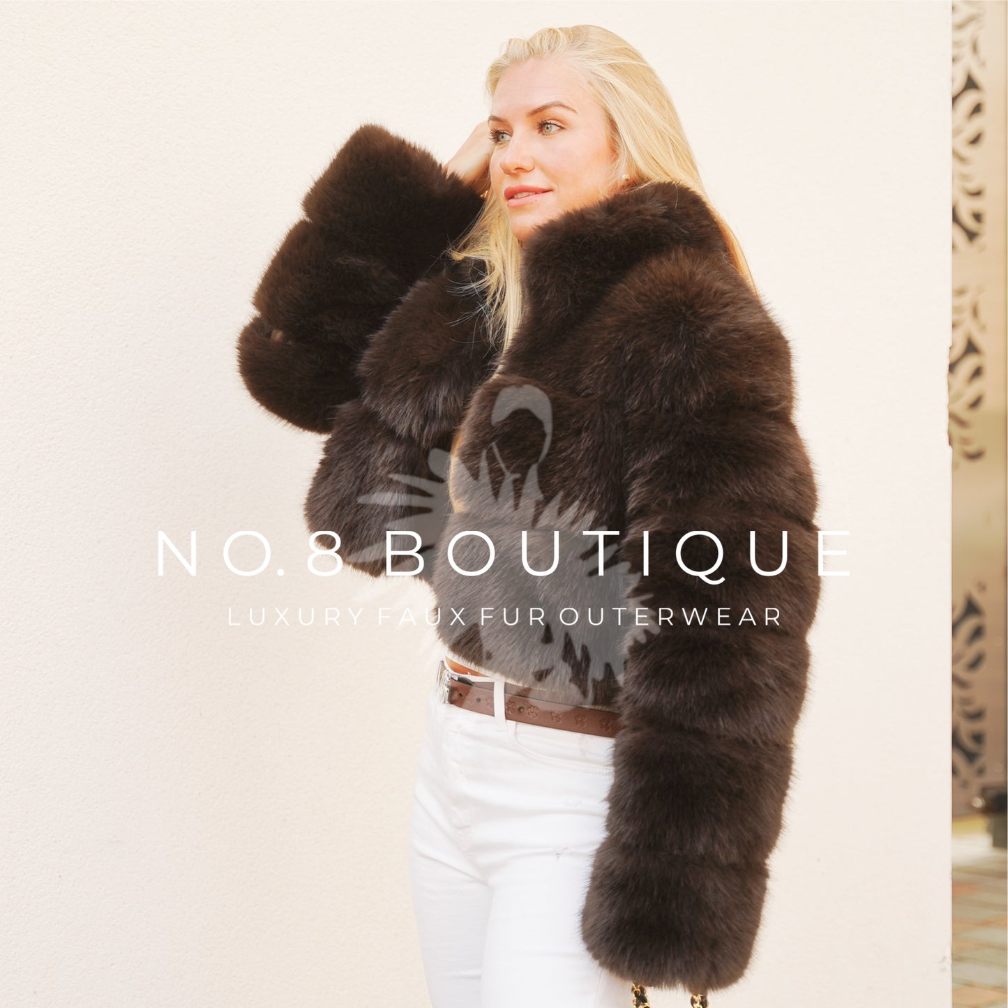 Stylish Chelsea faux fur jacket with triple rows and cropped neckline