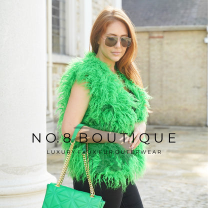 Stylish Mongolian shaggy faux fur gilet for winter chic