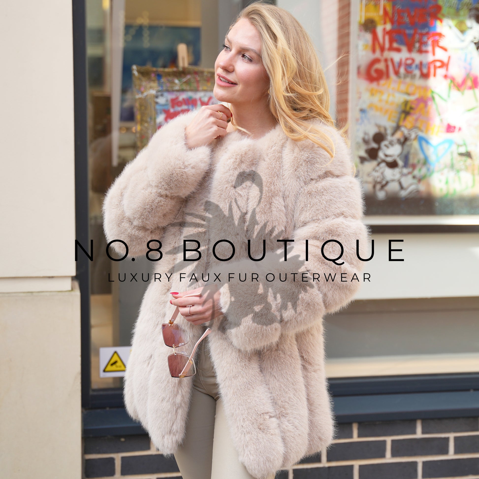 Trendy Vienna faux fur coat featuring straight row styling