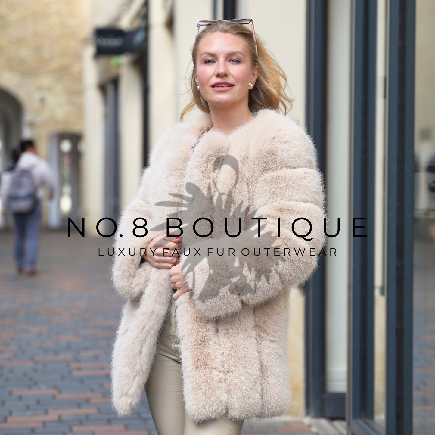 Urban style straight row faux fur coat in Vienna design