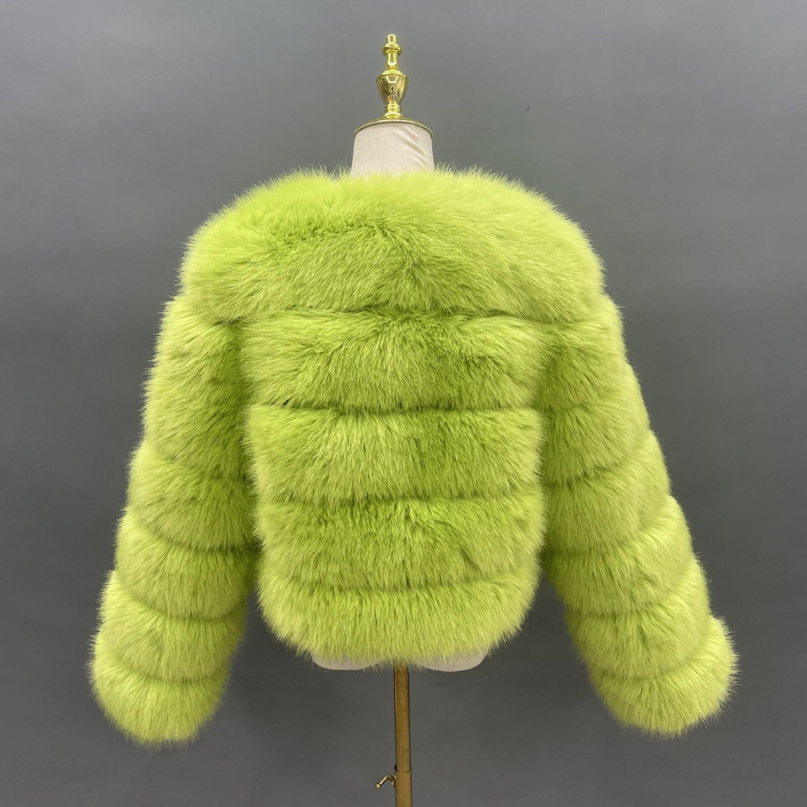 Vibrant acid green faux fur jacket