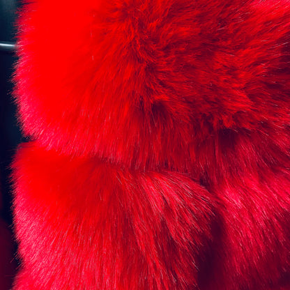 Red Faux Fur Classic 5 Row Jacket