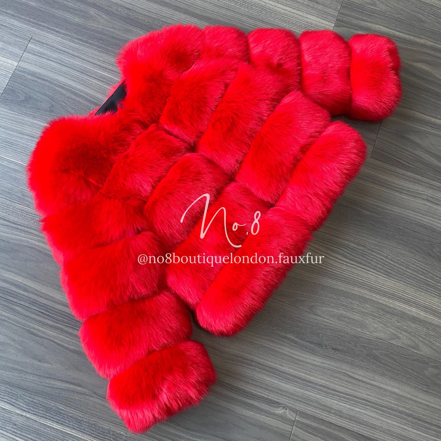 Red Faux Fur Classic 5 Row Jacket