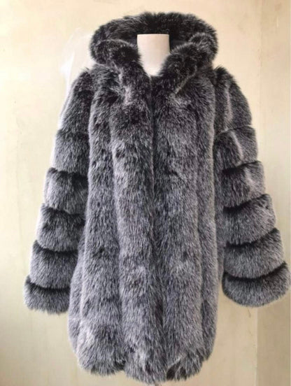 Vienna Hooded Long Faux Fur Coat