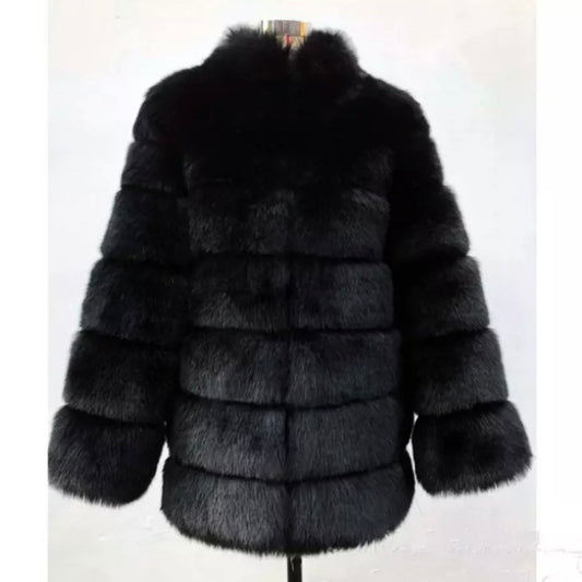 Chelsea 7 Row Collar Faux Fur Coat