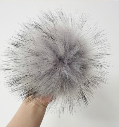 Cashmere/Angora Faux Fur Bobble Hat - Ribbed Knit