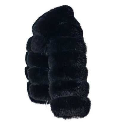 Luxurious womens faux fur jacket with a soft collar for stylish warmth