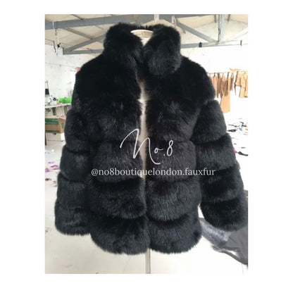 Stylish Chelsea faux fur coat with a refined collar