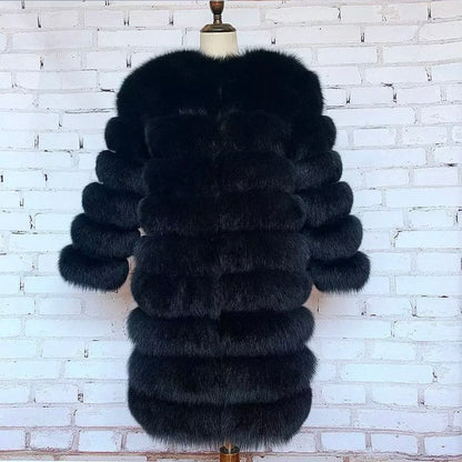 Winter chic classic faux fur coat with 9 rows